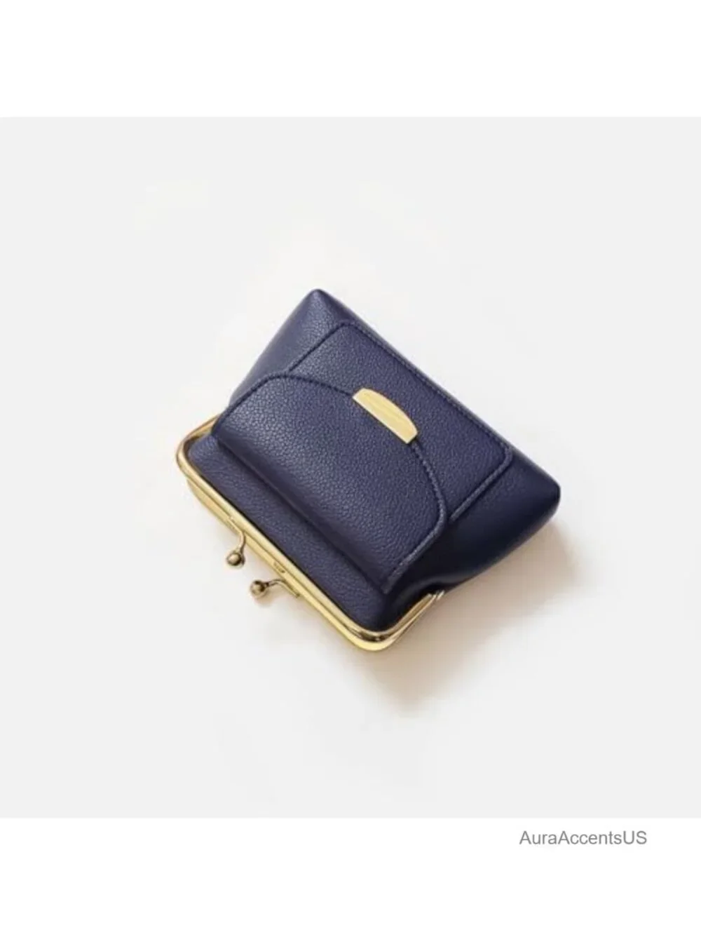 Genuine Leather Kiss Lock Coin Purse with Card Slot Large Capacity